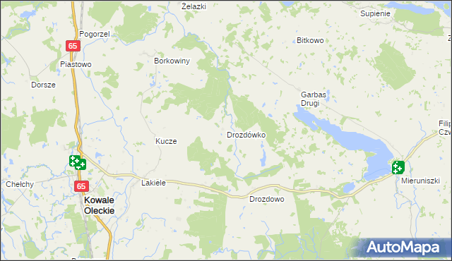 mapa Drozdówko gmina Kowale Oleckie, Drozdówko gmina Kowale Oleckie na mapie Targeo