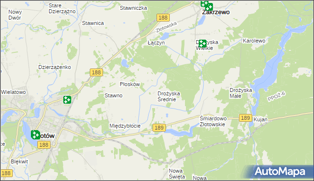 mapa Drożyska Średnie, Drożyska Średnie na mapie Targeo