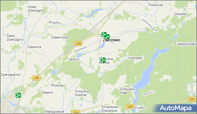 mapa Drożyska Wielkie, Drożyska Wielkie na mapie Targeo