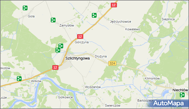 mapa Dryżyna, Dryżyna na mapie Targeo