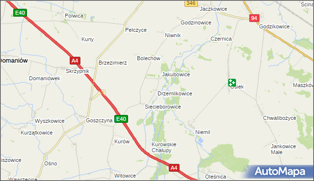 mapa Drzemlikowice, Drzemlikowice na mapie Targeo