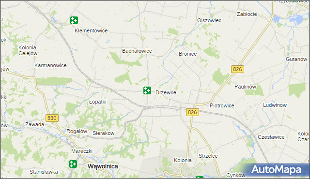 mapa Drzewce gmina Nałęczów, Drzewce gmina Nałęczów na mapie Targeo