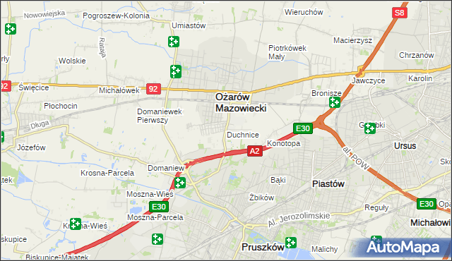 mapa Duchnice, Duchnice na mapie Targeo