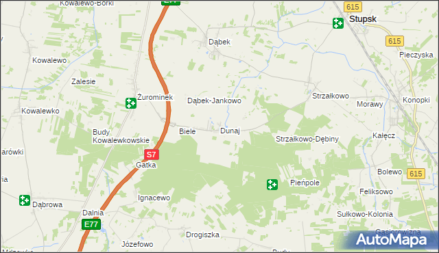 mapa Dunaj gmina Stupsk, Dunaj gmina Stupsk na mapie Targeo