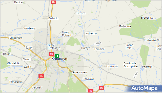 mapa Durzyn, Durzyn na mapie Targeo