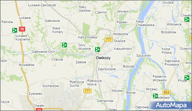 mapa Dwikozy, Dwikozy na mapie Targeo