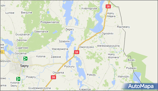 mapa Dworczysko gmina Sejny, Dworczysko gmina Sejny na mapie Targeo