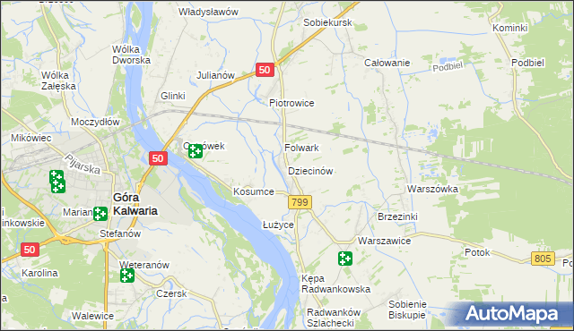 mapa Dziecinów gmina Sobienie-Jeziory, Dziecinów gmina Sobienie-Jeziory na mapie Targeo