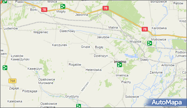 mapa Dzierszyn, Dzierszyn na mapie Targeo