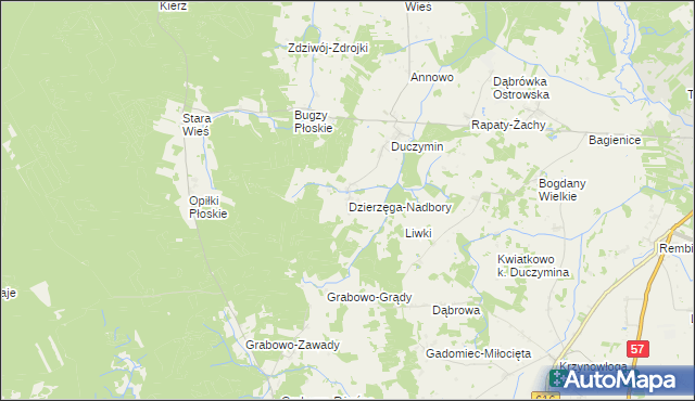 mapa Dzierzęga-Nadbory, Dzierzęga-Nadbory na mapie Targeo