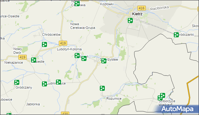 mapa Dzierżysław gmina Kietrz, Dzierżysław gmina Kietrz na mapie Targeo