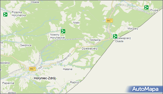 mapa Dziewięcierz, Dziewięcierz na mapie Targeo