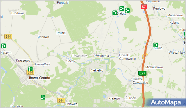 mapa Dźwierznia, Dźwierznia na mapie Targeo