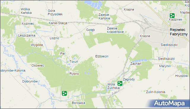 mapa Elżbiecin gmina Rejowiec, Elżbiecin gmina Rejowiec na mapie Targeo