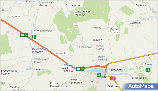 mapa Emilianów gmina Piaski, Emilianów gmina Piaski na mapie Targeo