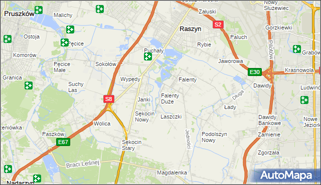 mapa Falenty Duże, Falenty Duże na mapie Targeo