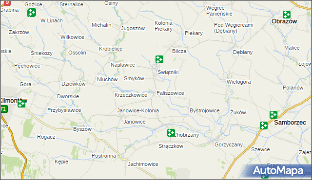 mapa Faliszowice, Faliszowice na mapie Targeo