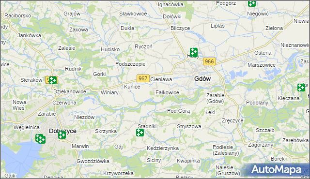 mapa Fałkowice gmina Gdów, Fałkowice gmina Gdów na mapie Targeo