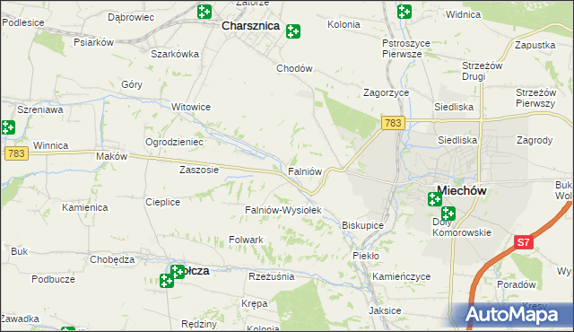 mapa Falniów, Falniów na mapie Targeo