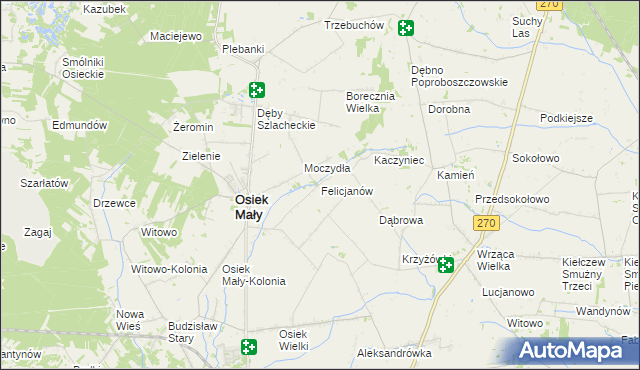 mapa Felicjanów gmina Osiek Mały, Felicjanów gmina Osiek Mały na mapie Targeo