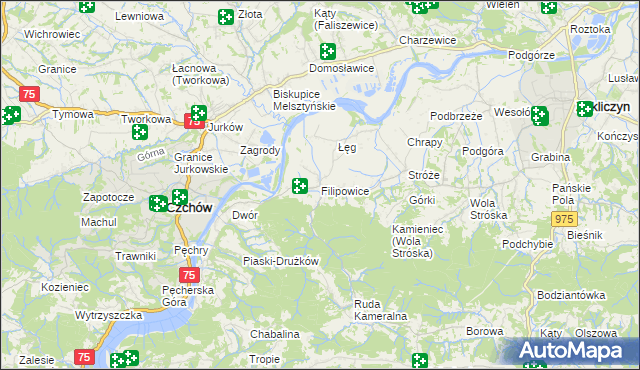 mapa Filipowice gmina Zakliczyn, Filipowice gmina Zakliczyn na mapie Targeo