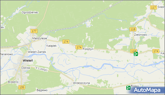 mapa Folsztyn, Folsztyn na mapie Targeo