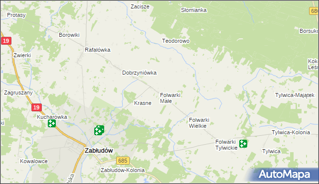 mapa Folwarki Małe, Folwarki Małe na mapie Targeo