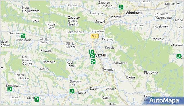 mapa Frysztak, Frysztak na mapie Targeo