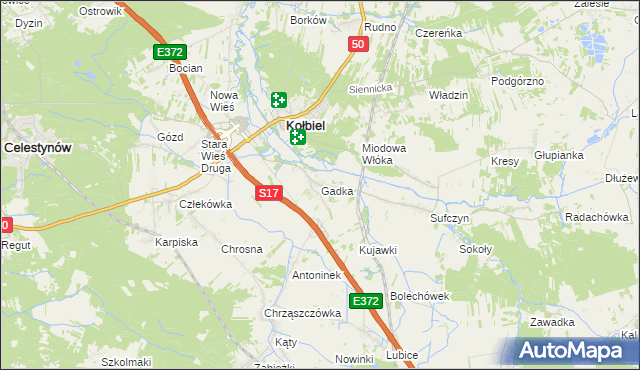 mapa Gadka gmina Kołbiel, Gadka gmina Kołbiel na mapie Targeo