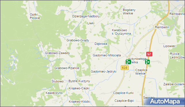 mapa Gadomiec-Miłocięta, Gadomiec-Miłocięta na mapie Targeo