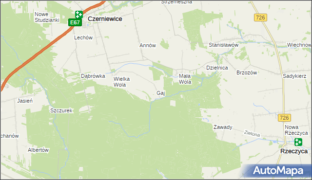 mapa Gaj gmina Czerniewice, Gaj gmina Czerniewice na mapie Targeo