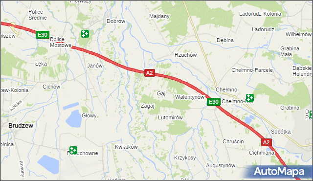 mapa Gaj gmina Dąbie, Gaj gmina Dąbie na mapie Targeo