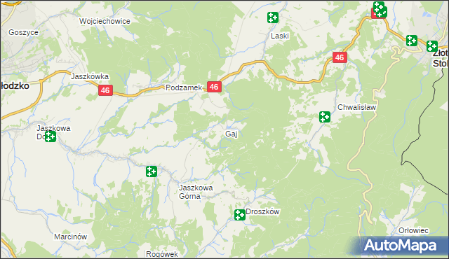 mapa Gaj gmina Kłodzko, Gaj gmina Kłodzko na mapie Targeo