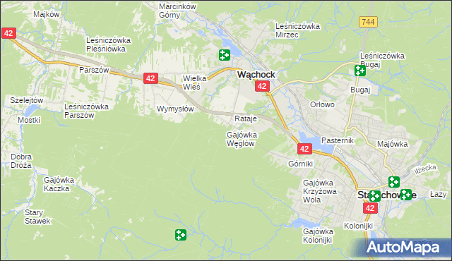 mapa Gajówka Węglów, Gajówka Węglów na mapie Targeo