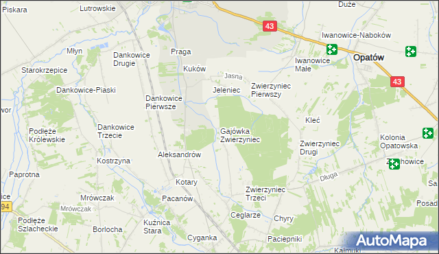 mapa Gajówka Zwierzyniec, Gajówka Zwierzyniec na mapie Targeo