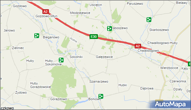 mapa Gałęzewice, Gałęzewice na mapie Targeo