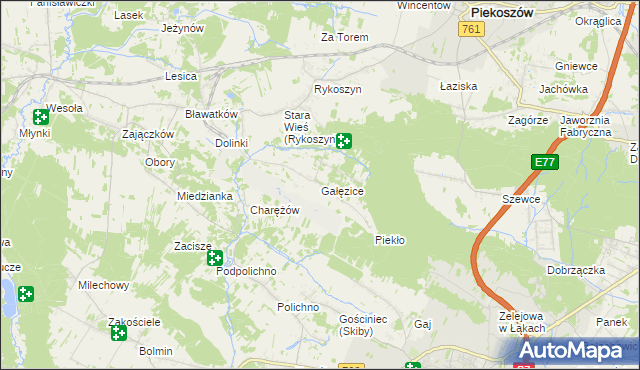 mapa Gałęzice, Gałęzice na mapie Targeo
