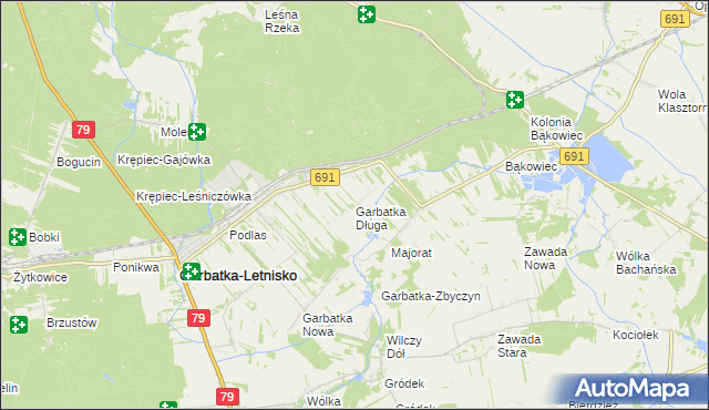 mapa Garbatka Długa, Garbatka Długa na mapie Targeo