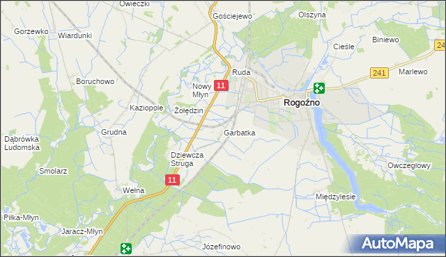 mapa Garbatka gmina Rogoźno, Garbatka gmina Rogoźno na mapie Targeo