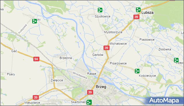 mapa Garbów gmina Lubsza, Garbów gmina Lubsza na mapie Targeo