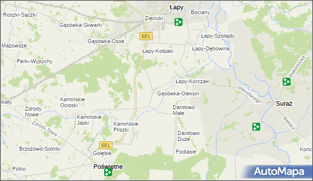 mapa Gąsówka-Oleksin, Gąsówka-Oleksin na mapie Targeo