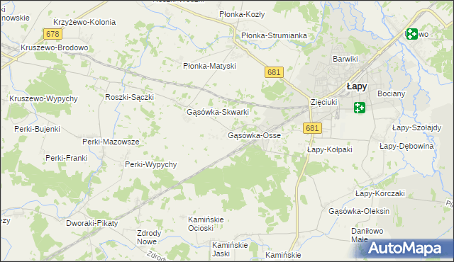 mapa Gąsówka-Osse, Gąsówka-Osse na mapie Targeo