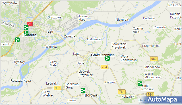 mapa Gawłuszowice, Gawłuszowice na mapie Targeo