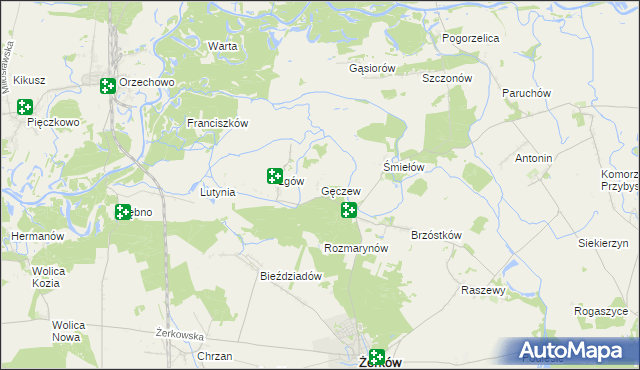 mapa Gęczew, Gęczew na mapie Targeo