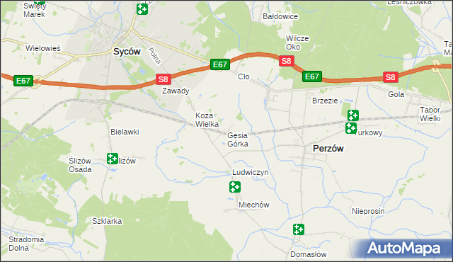 mapa Gęsia Górka, Gęsia Górka na mapie Targeo