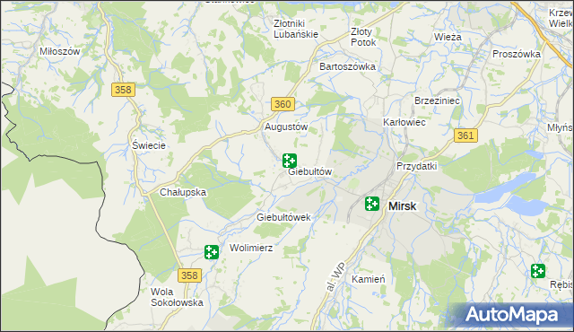 mapa Giebułtów gmina Mirsk, Giebułtów gmina Mirsk na mapie Targeo