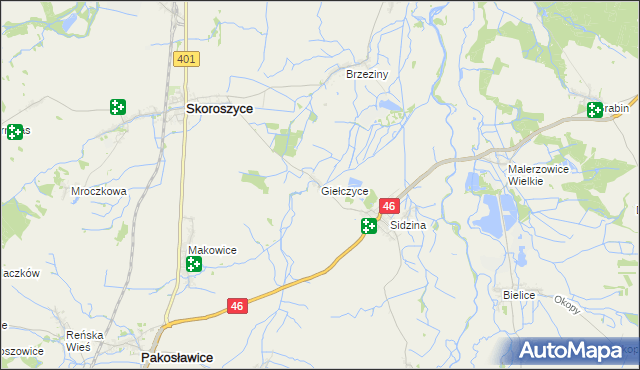 mapa Giełczyce, Giełczyce na mapie Targeo