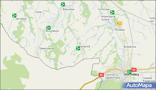 mapa Gierałcice gmina Głuchołazy, Gierałcice gmina Głuchołazy na mapie Targeo