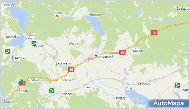 mapa Gietrzwałd, Gietrzwałd na mapie Targeo