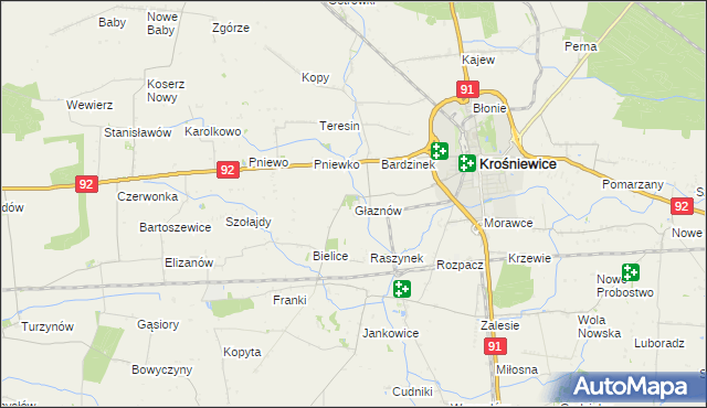 mapa Głaznów, Głaznów na mapie Targeo